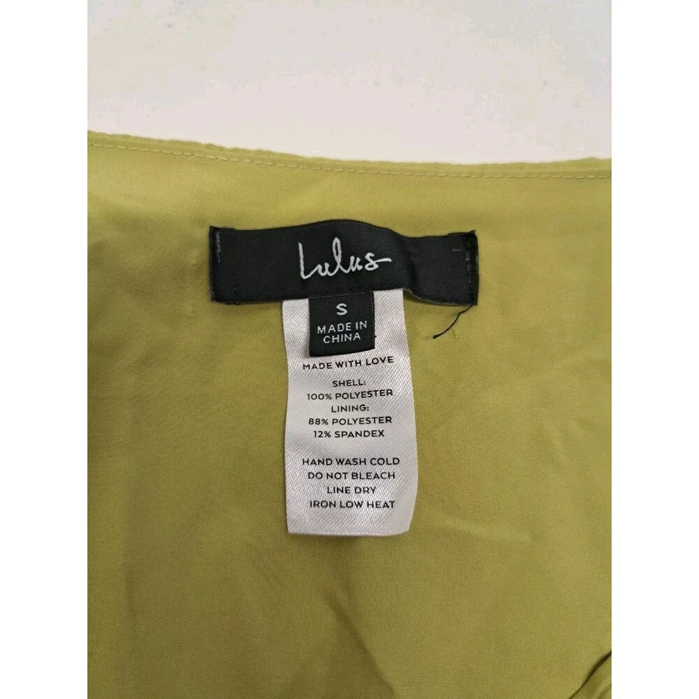 Lulus Bring The Pleat Lime Green Pleated Long Sleeve Top S - Picture 3 of 5